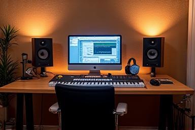 Imagem de uma configuração de home studio